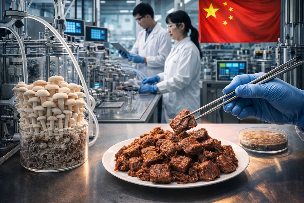 invenção chinesa usa cogumelos para criar micoproteína com CRISPR e mira frango com menos terra, açúcar e emissões, enquanto regulação e confiança pública definem quando essa proteína de fermentação vira opção comum no supermercado.