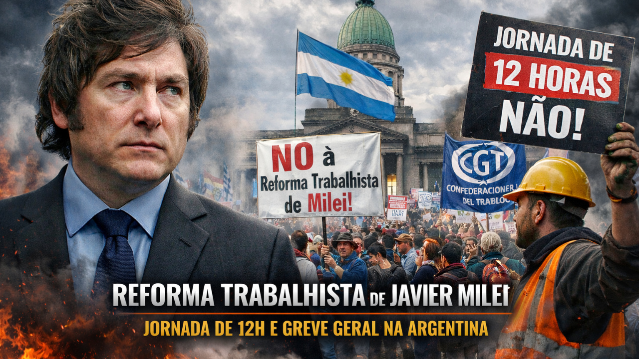 A reforma trabalhista de Javier Milei propõe Jornada de 12h, altera direitos trabalhistas e gera greve geral e protestos na Argentina.