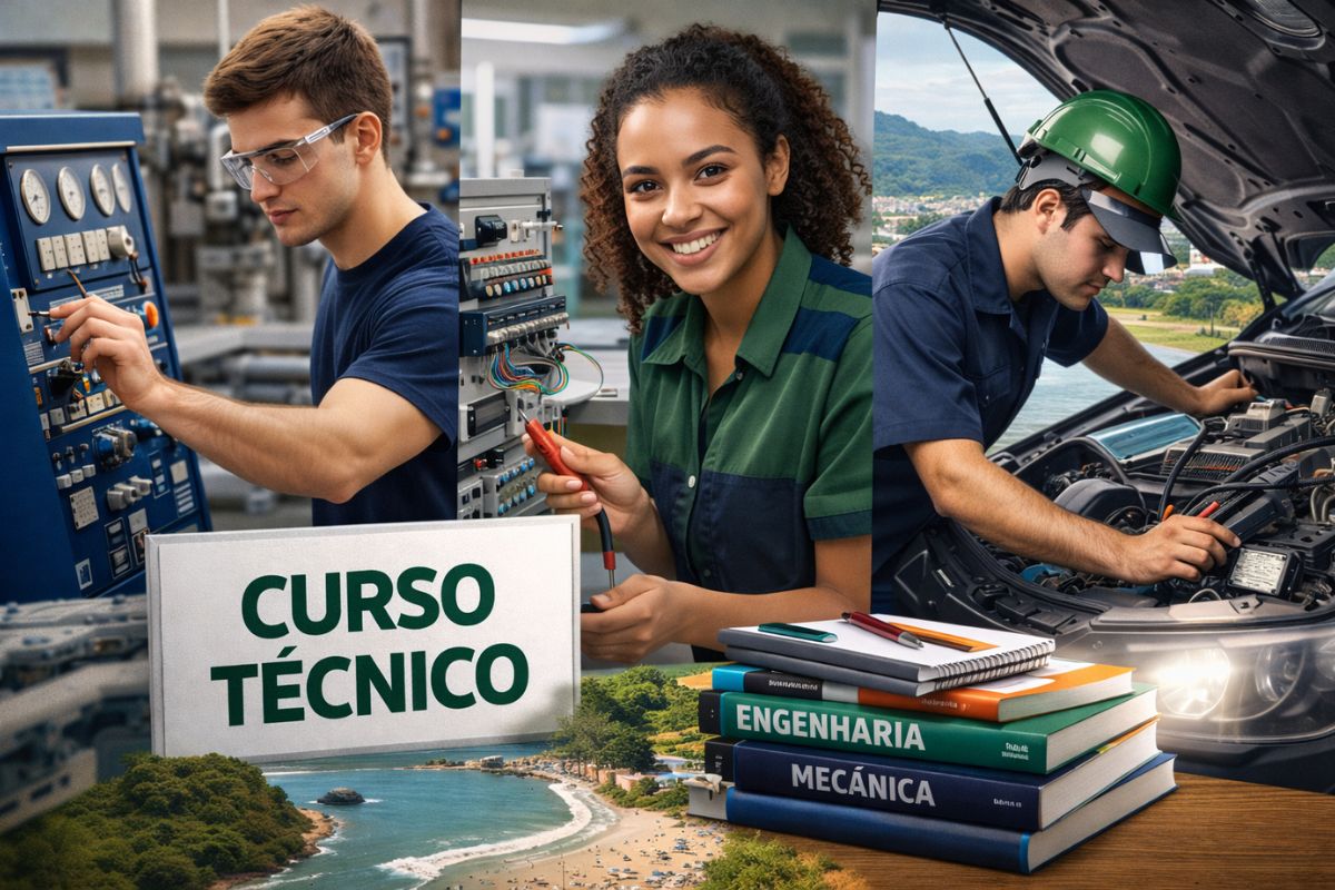 Mais de 1.200 vagas gratuitas em cursos técnicos para jovens no Norte de SC ganham destaque com portas abertas do Senai e orientação sobre cursos técnicos.