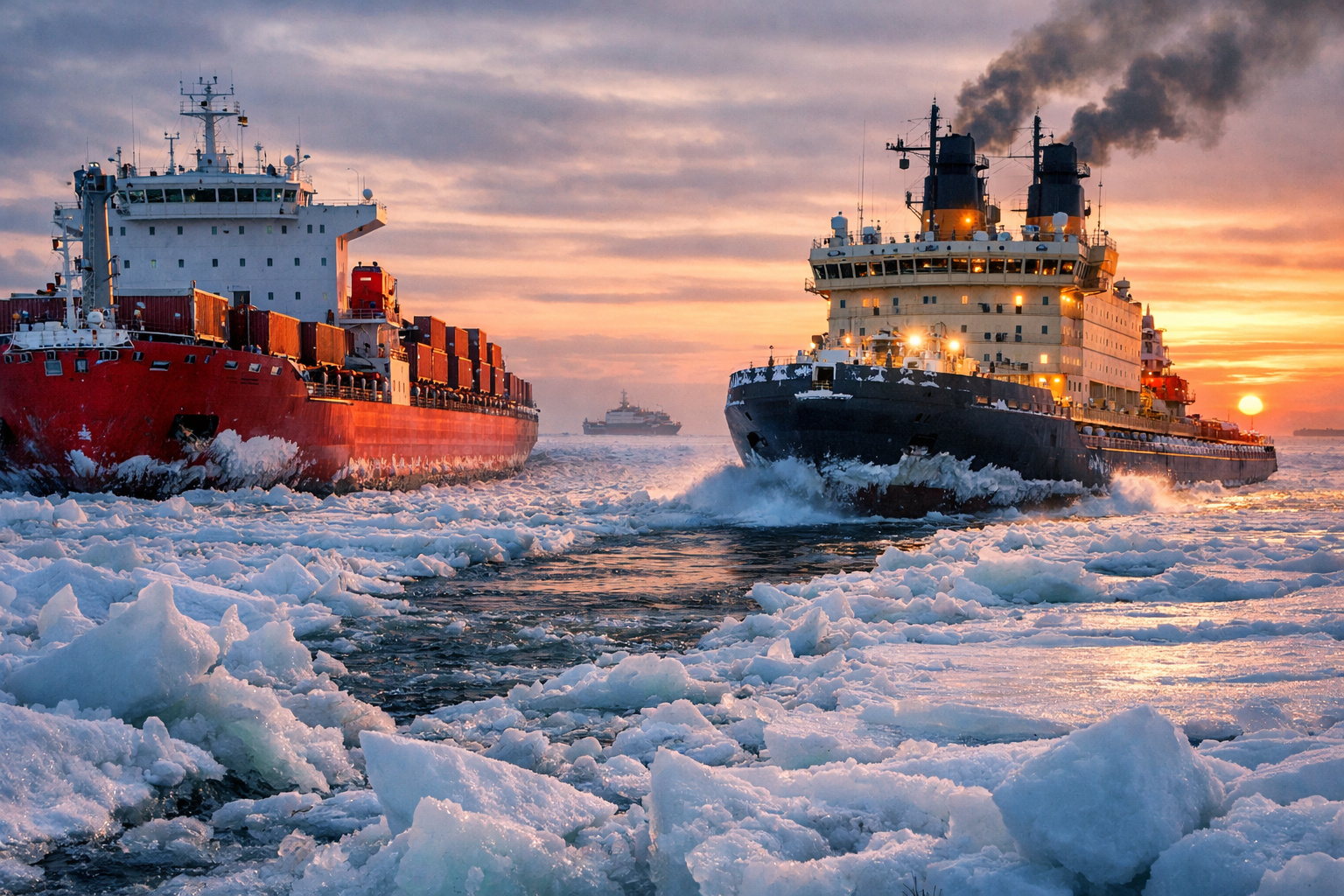 Mar Báltico congela no pior inverno em 15 anos, cargueiros gigantes ficam presos no gelo