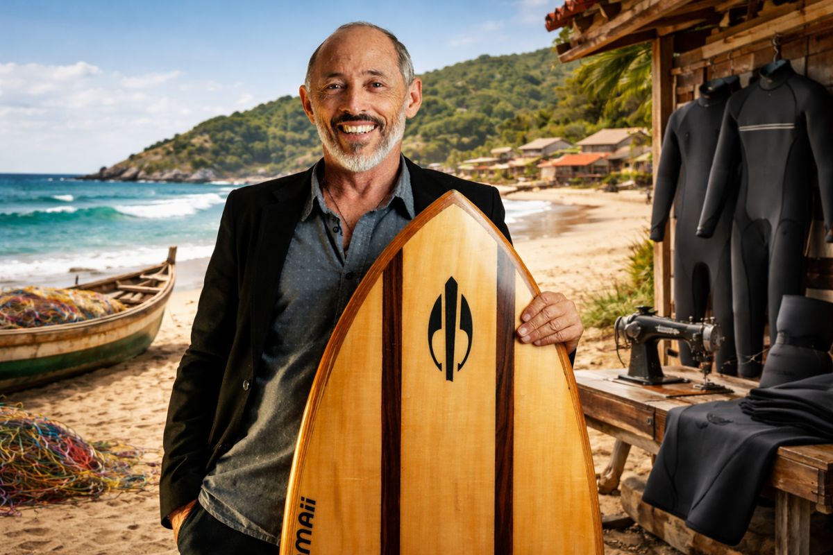 médico brasileiro em Garopaba costura neoprene, impulsiona a Mormaii e muda o surfe nacional, da vila de pescadores ao faturamento de R$ 350 milhões.
