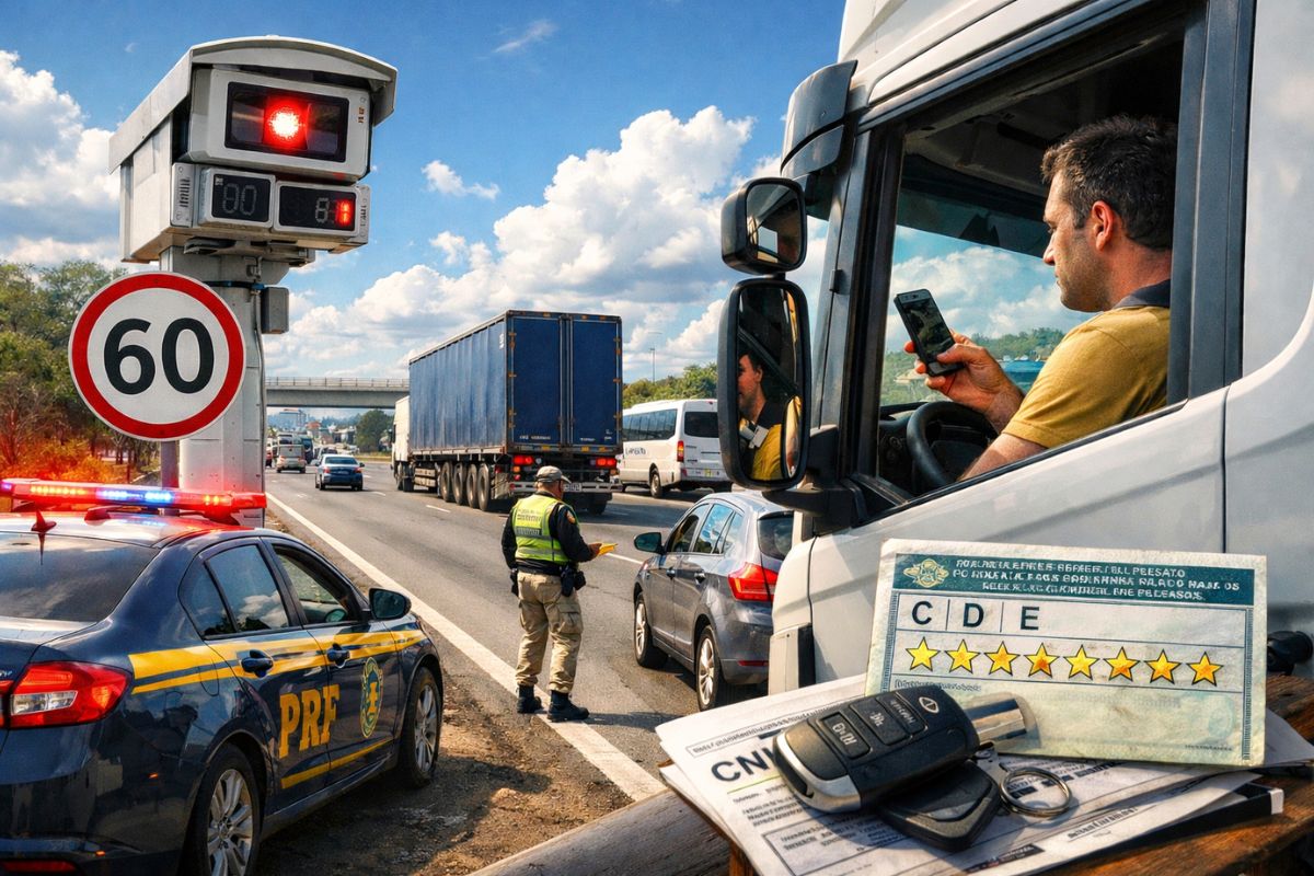Multa automática de R$ 1.467,35 em 2026 pega motorista C, D e E distraído com prazo oculto, soma 7 pontos na CNH, trava renovação e pode suspender carteira 12 meses