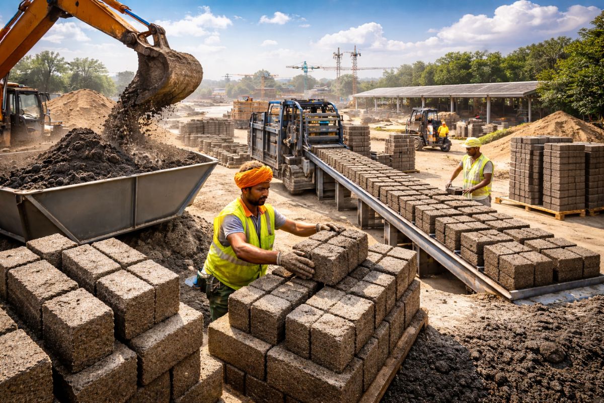 Nova tecnologia indiana cria tijolos com areia de fundição jogada no lixo, produz 5.000 unidades por dia e promete revolucionar obras, cortar aterros e poupar recursos naturais