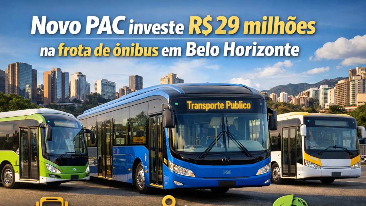 Novo PAC libera R$ 29 milhões para renovar a frota de ônibus de BH e melhorar a mobilidade urbana e o transporte público.