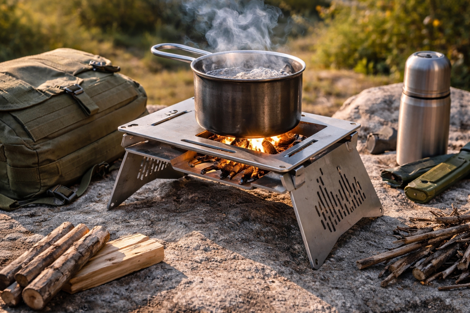 fogão compacto - titanio - grelhar - cozinhar - ferver -