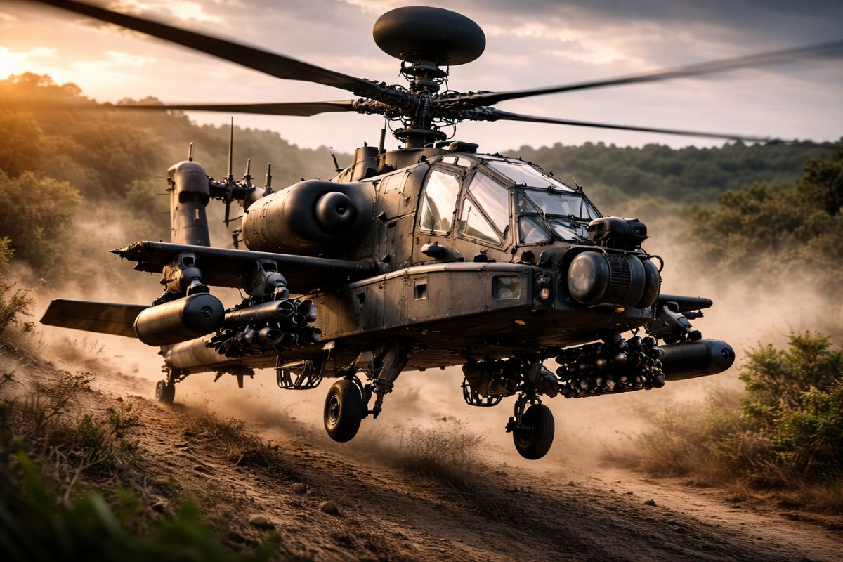 caçador mais temido do mundo e o Apache encaram drones com XM1225 Apex e APKWS2, apostando em detecção e rede para reduzir surpresas em baixa altitude e manter relevância sem gastar caro para neutralizar alvos baratos.