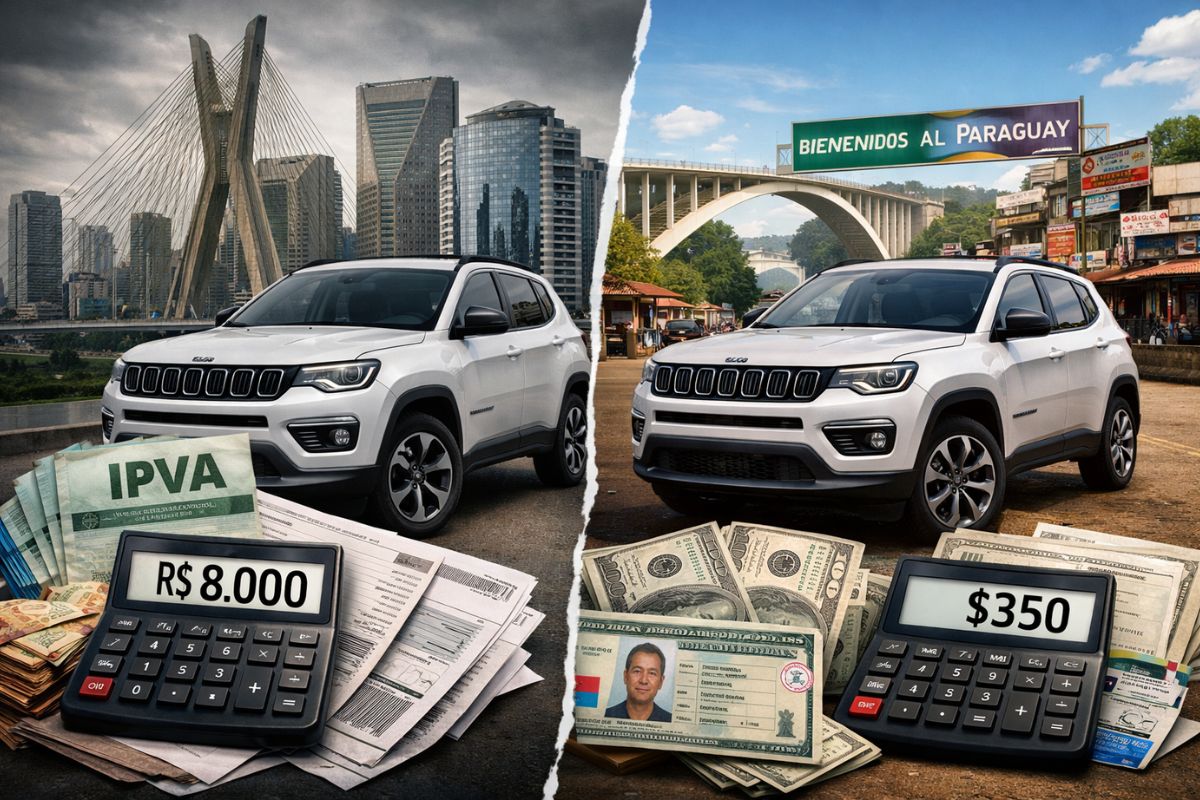 IPVA do Compass no Brasil versus Paraguai mostra como a habilitação municipal reduz a cobrança anual e muda a conta do carro.