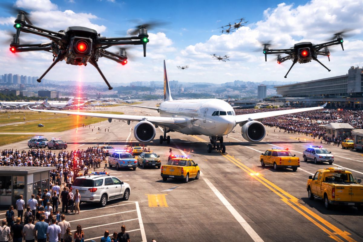 Oito drones fecham o Aeroporto de Guarulhos por duas horas, travam mais de 30 voos, atrasam Boeing para Lisboa com capacidade para 410 passageiros e transformam o domingo em caos (1)