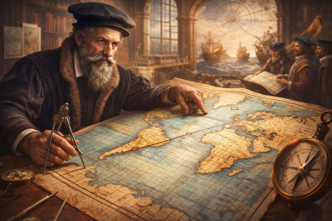 Entiende cómo las navegaciones europeas, la brújula y la proyección de Mercator crearon el norte en el mapa y moldearon los mapas del mundo que usas hoy.