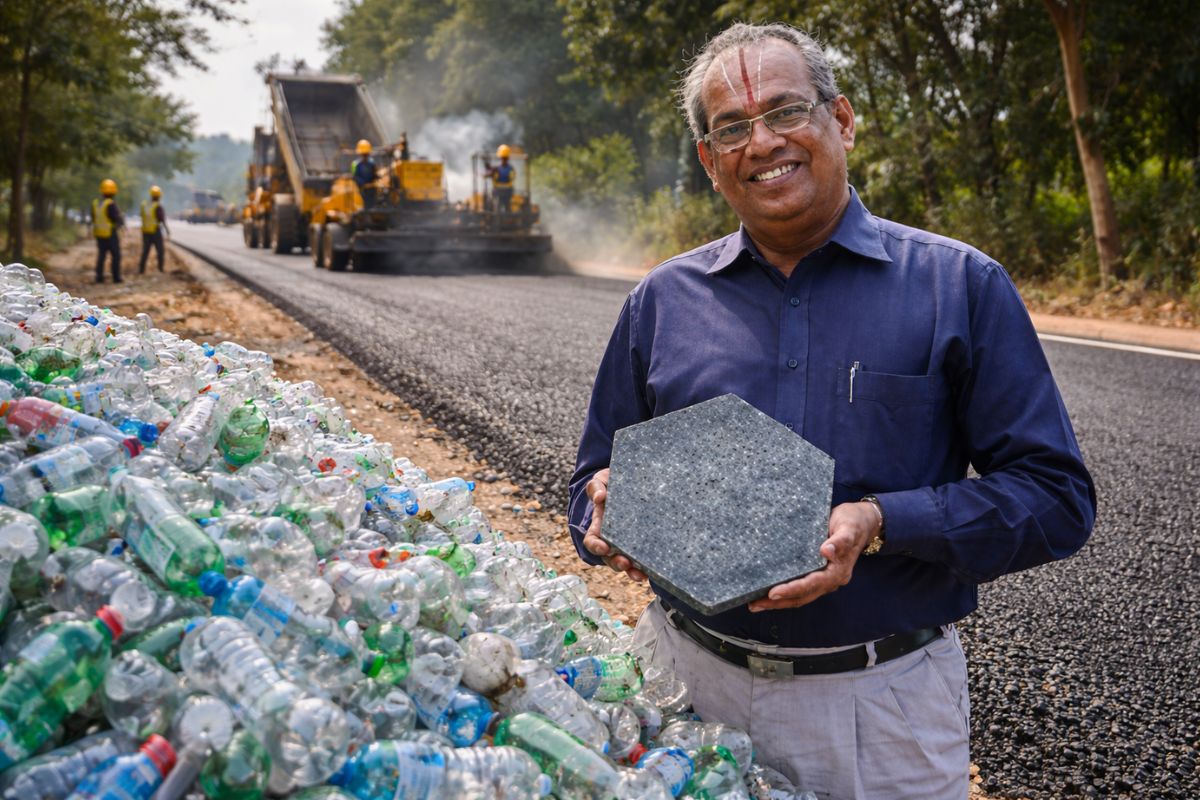Plástico triturado na Índia entra na estrada, reduz betume e vira infraestrutura mais durável com técnica que reaproveita lixo.