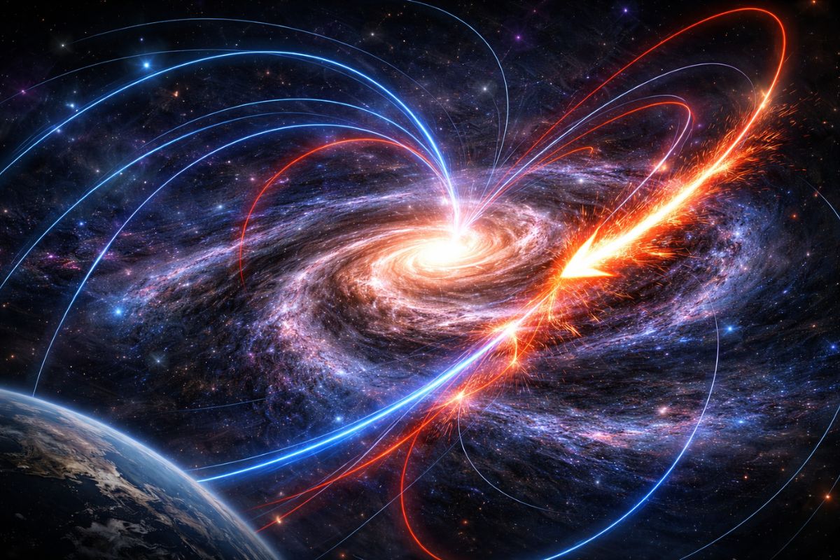 Via Láctea em novo mapa: campo magnético no Braço de Sagitário revela reversão diagonal pela rotação de Faraday.