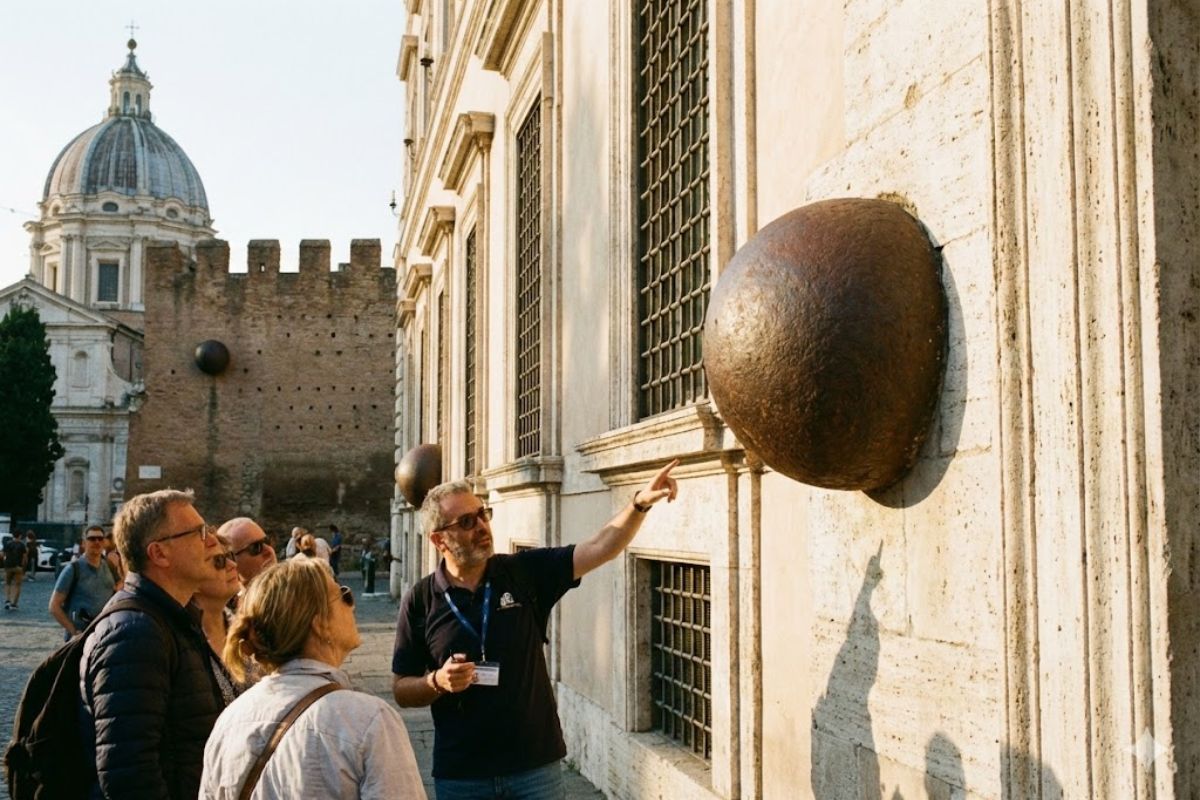 Roma ainda exibe cicatrizes de 1849: uma esfera preservada, marcas no Palazzo Colonna e lendas na Villa Medici, revelando como a cidade mantém vestígios de guerra incrustados em igrejas, palácios e muralhas.