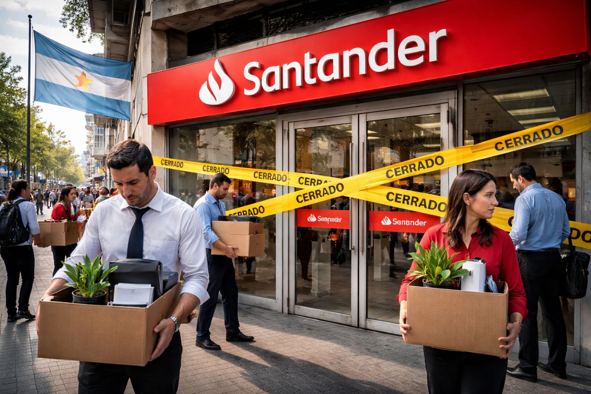 Santander enfrenta pressão por fechar agências na Argentina; sindicato leva ao Ministério do Trabalho e denuncia demissões desde 2025, com impacto em cidades e clientes.