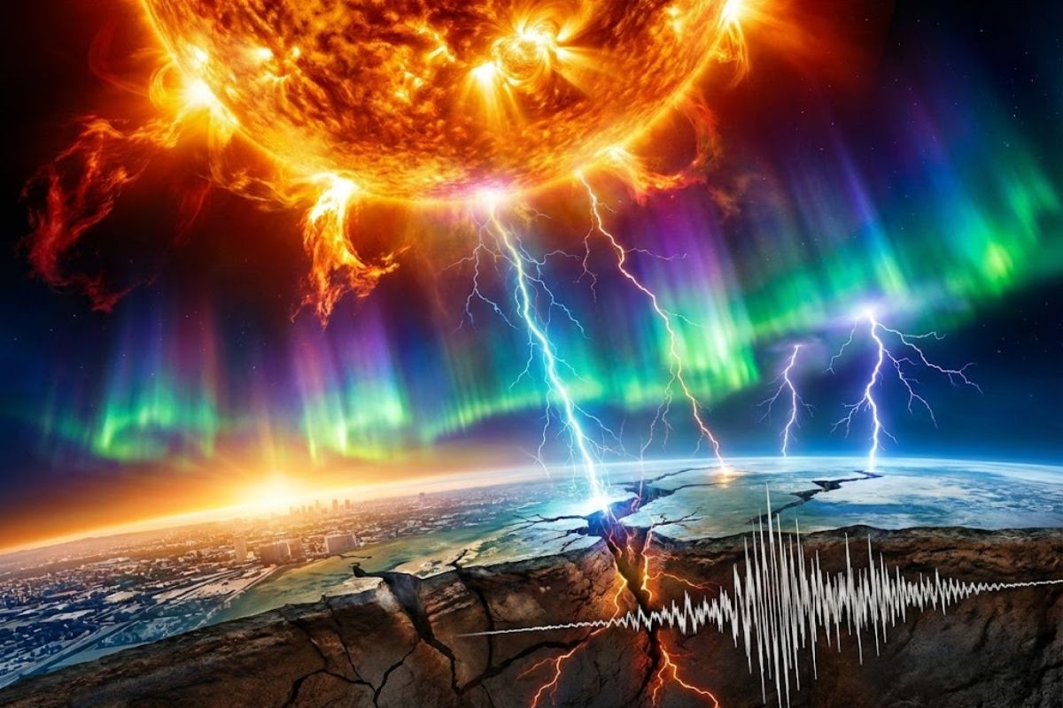 Cientistas investigam como atividade solar e ionosfera podem influenciar terremotos ao elevar pressão eletrostática em falha geológica tensionada.