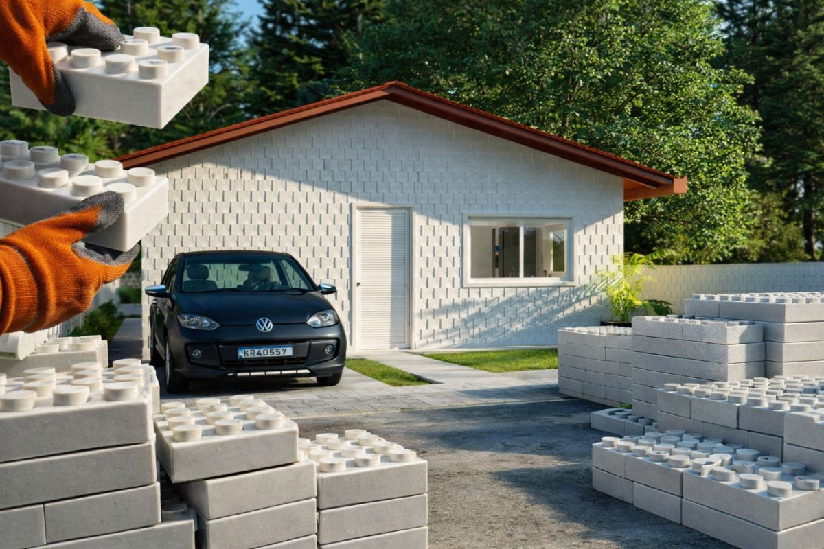 moradias de plástico da Fuplastic usam plástico reciclado e tijolos tipo Lego para atender Minha Casa, Minha Vida com montagem rápida e reaproveitamento estrutural