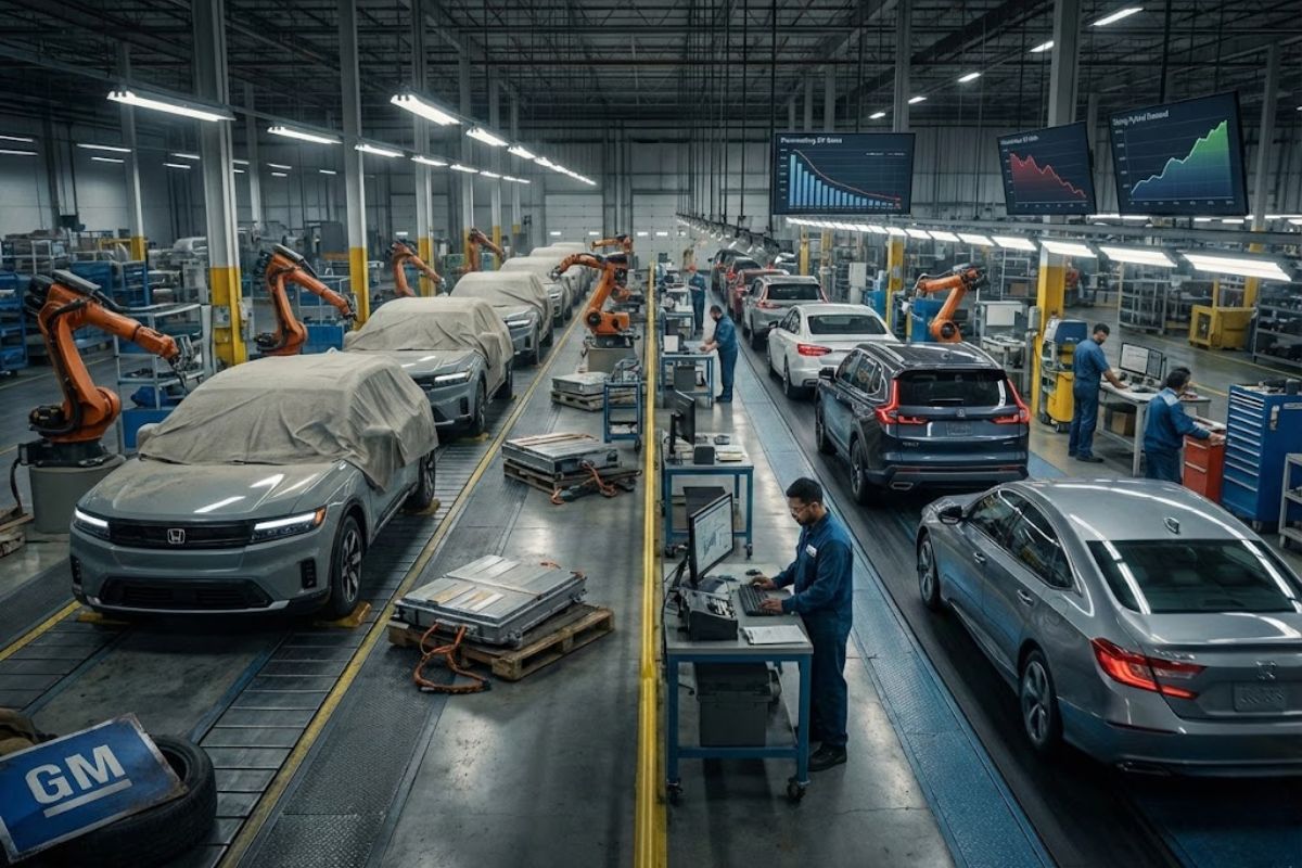 Honda recalibra elétricos, acelera híbridos com a GM e tenta recuperar vendas para manter margem e fôlego competitivo global.