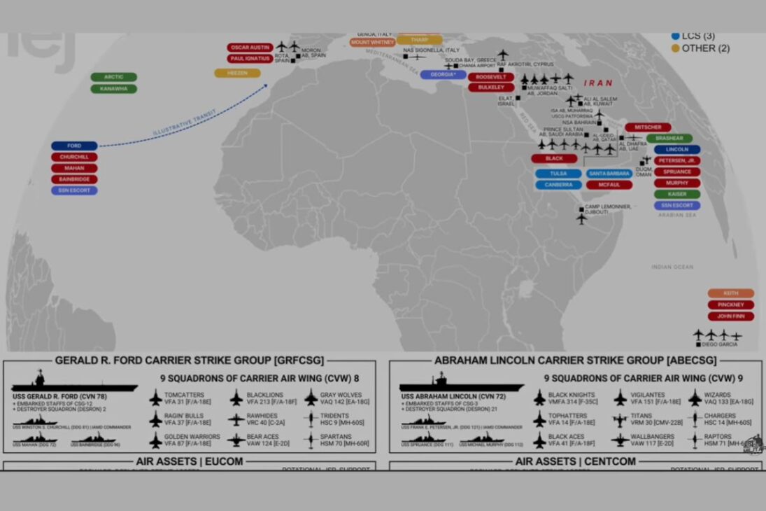 La Marina de los Estados Unidos Concentra Fuerzas en el Golfo Pérsico Cerca de Irán, con Portaviones y el Estrecho de Ormuz en el Centro de la Tensión, Reavivando Comparaciones con 1991 y 2003 y Dudas Sobre lo Que Viene en 2026.