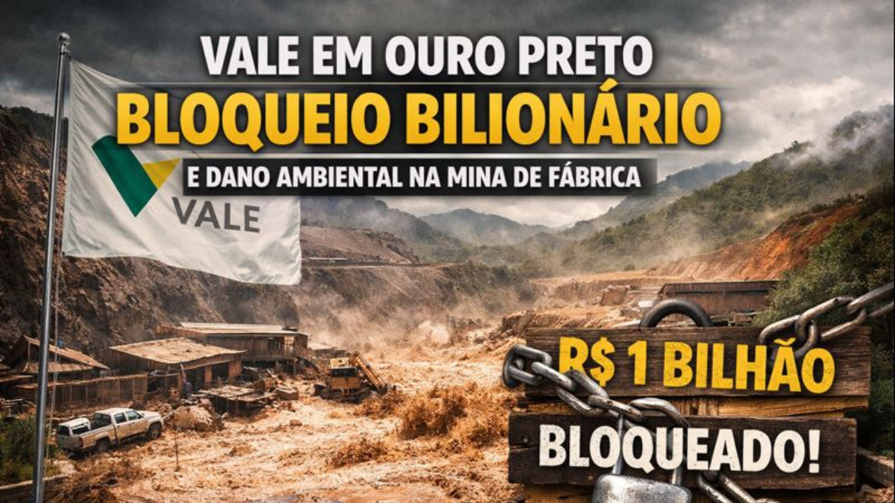 MPF mineração pede bloqueio bilionário da Vale Ouro Preto para garantir reparação de dano ambiental na mina de Fábrica.