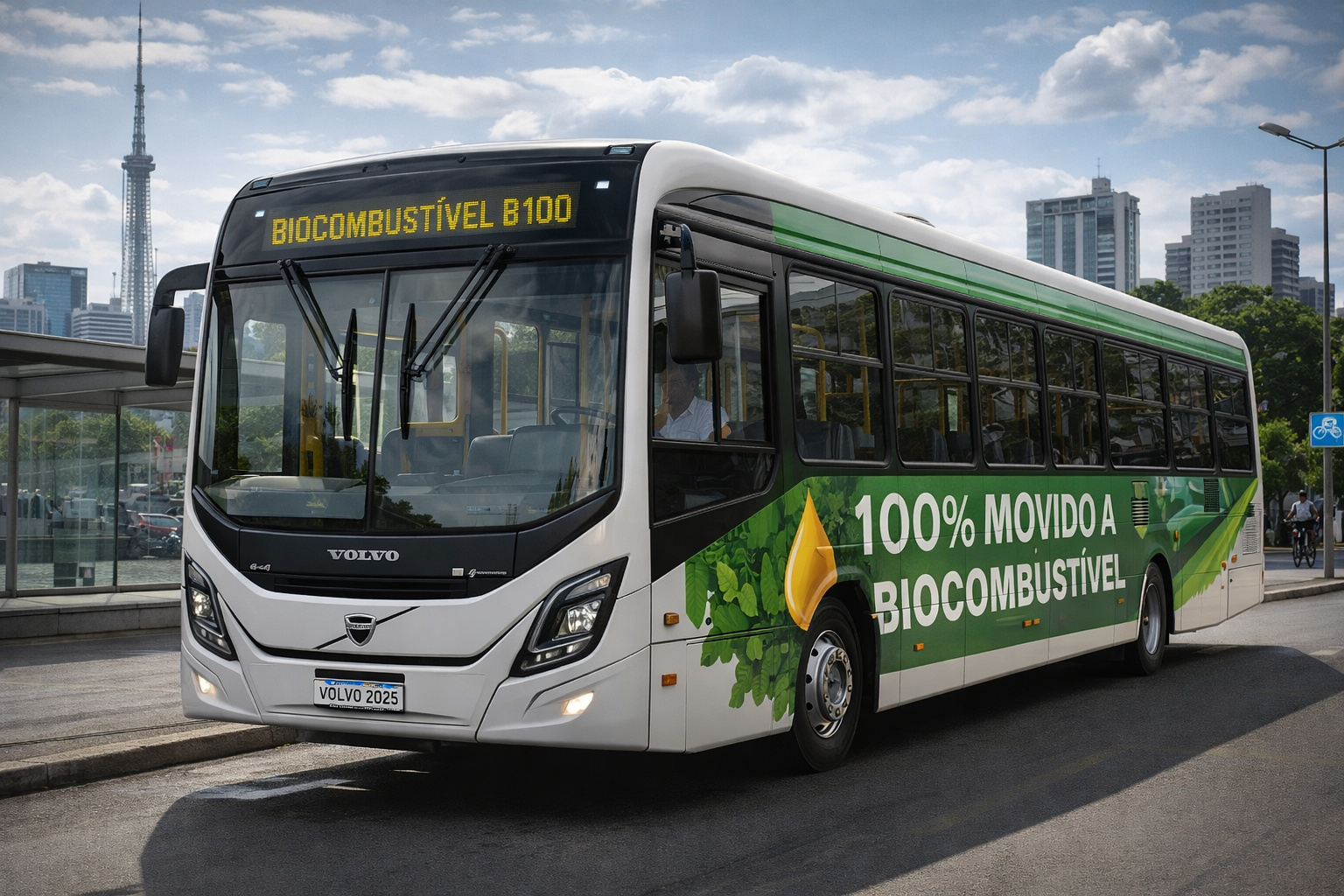 Volvo lança ônibus 100% movido a biocombustível no Brasil