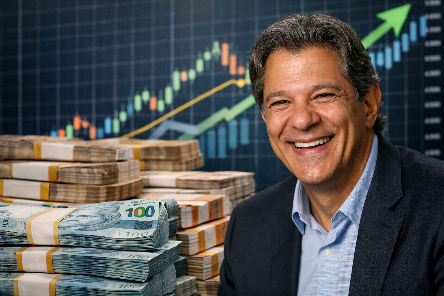 Cédulas de real brasileiro simbolizando arrecadação recorde da Receita Federal