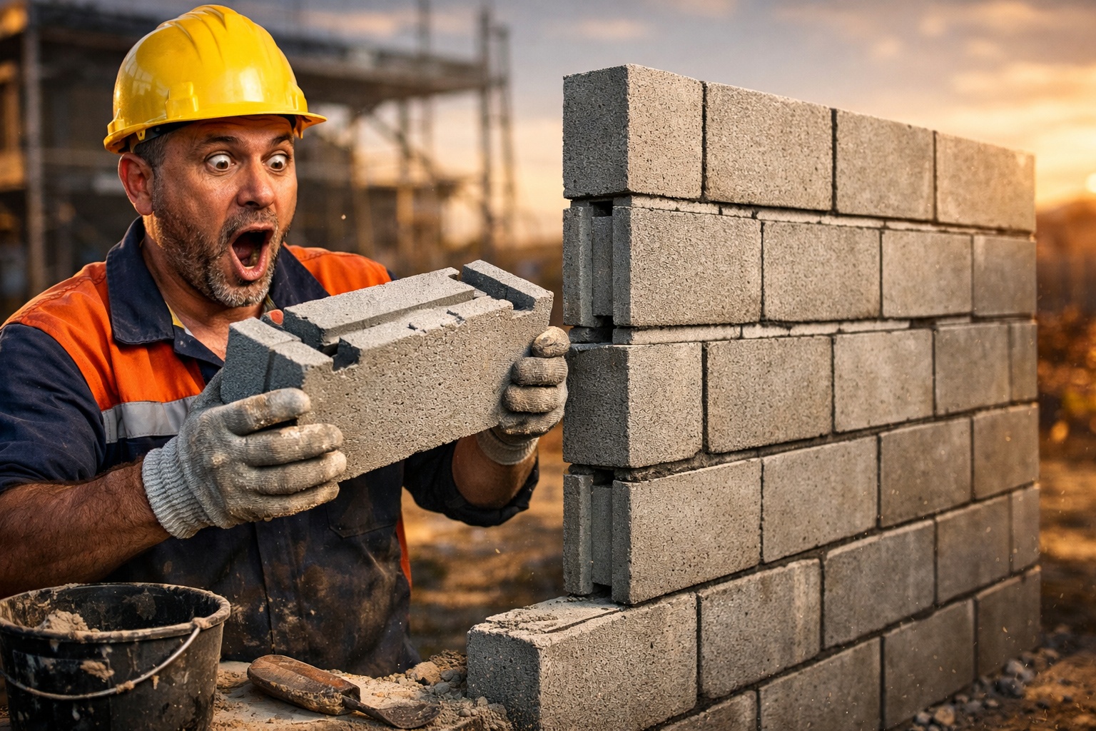 O bloco que se encaixa sem argamassa, se aprumo sem nível e levanta 1 m² de parede em 2 minutos está mudando a construção civil e o pedreiro que tentou pela primeira vez ficou espantado ao descobrir que nunca mais precisaria preparar massa