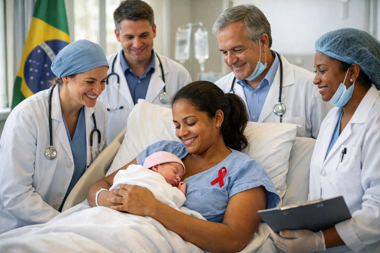 Gestante sendo atendida no SUS simboliza a eliminação da transmissão vertical do HIV no Brasil.