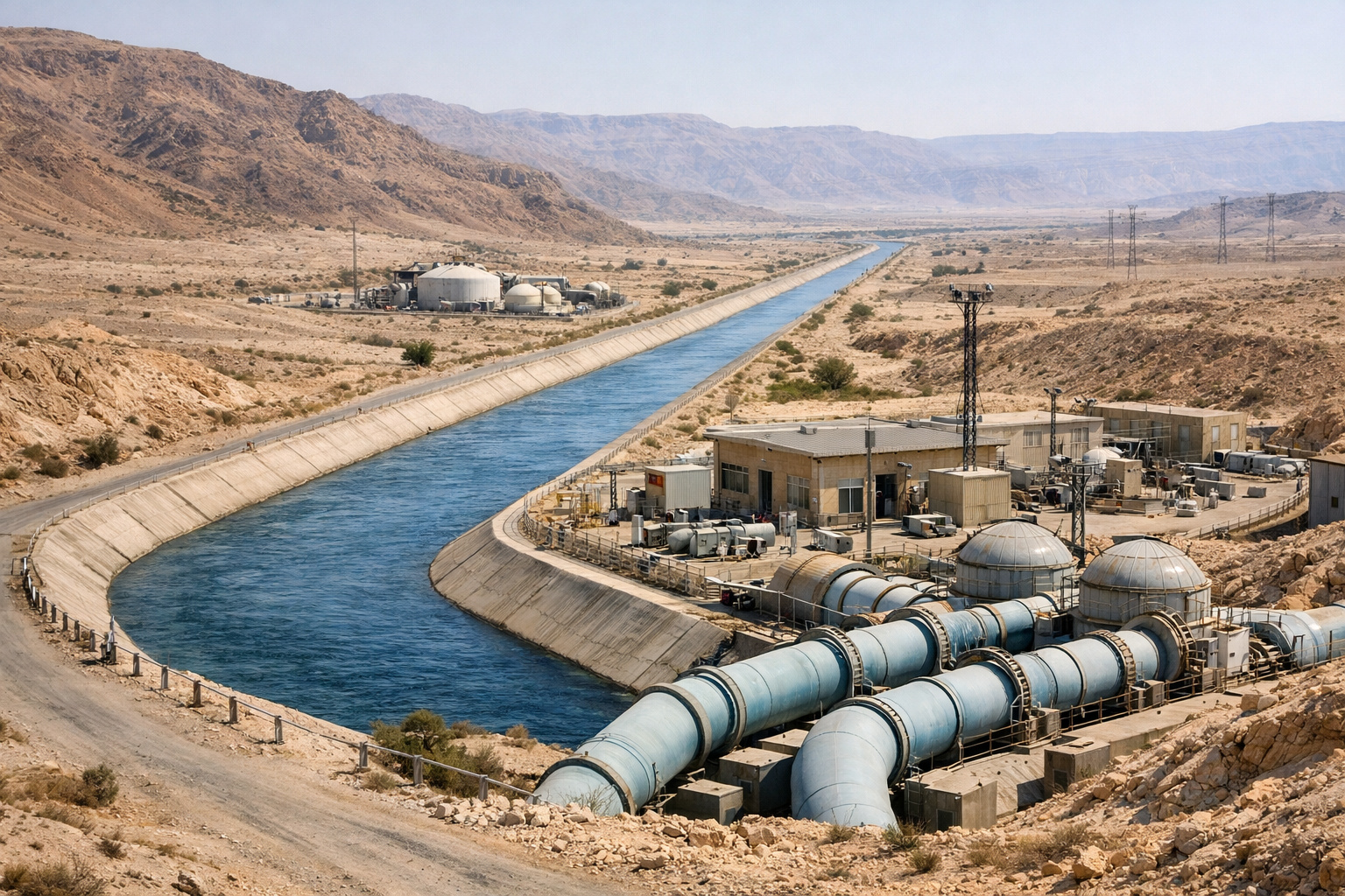 Canal Nacional de Água com 130 km ligando o mar da Galileia ao deserto de Negev