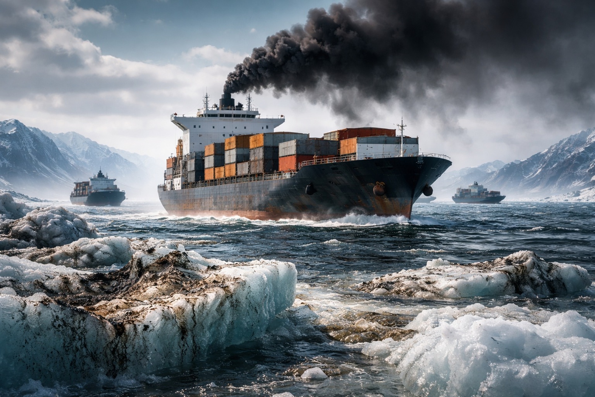 Tráfego no Ártico cresce 37%, emissões sobem para 3.310 toneladas e carbono negro acelera degelo e pressiona a OMI.