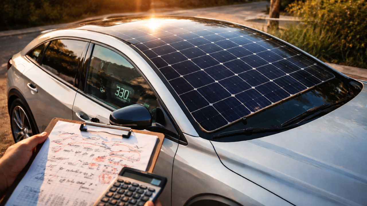 Painéis solares integrados a carros elétricos prometem até 80 km extras por dia, mas cálculos mostram que a realidade pode ser bem diferente. Entenda o impacto real dessa tecnologia.