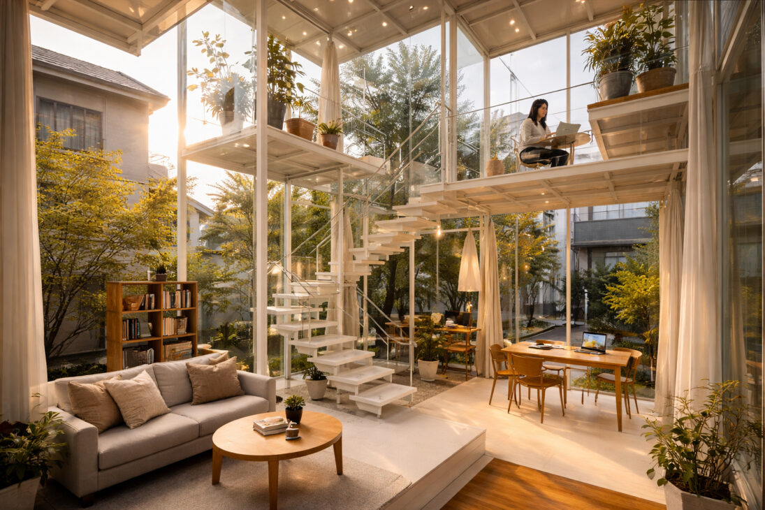 casa transparente de vidrio