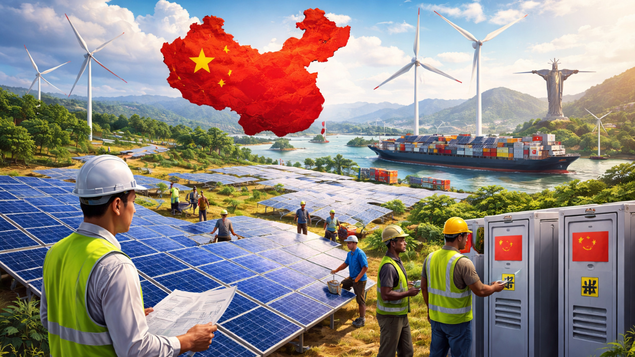 China investe centenas de bilhões em energias renováveis, domina a produção mundial e usa tecnologia verde para ampliar sua influência em países da África, América Latina e Ásia.