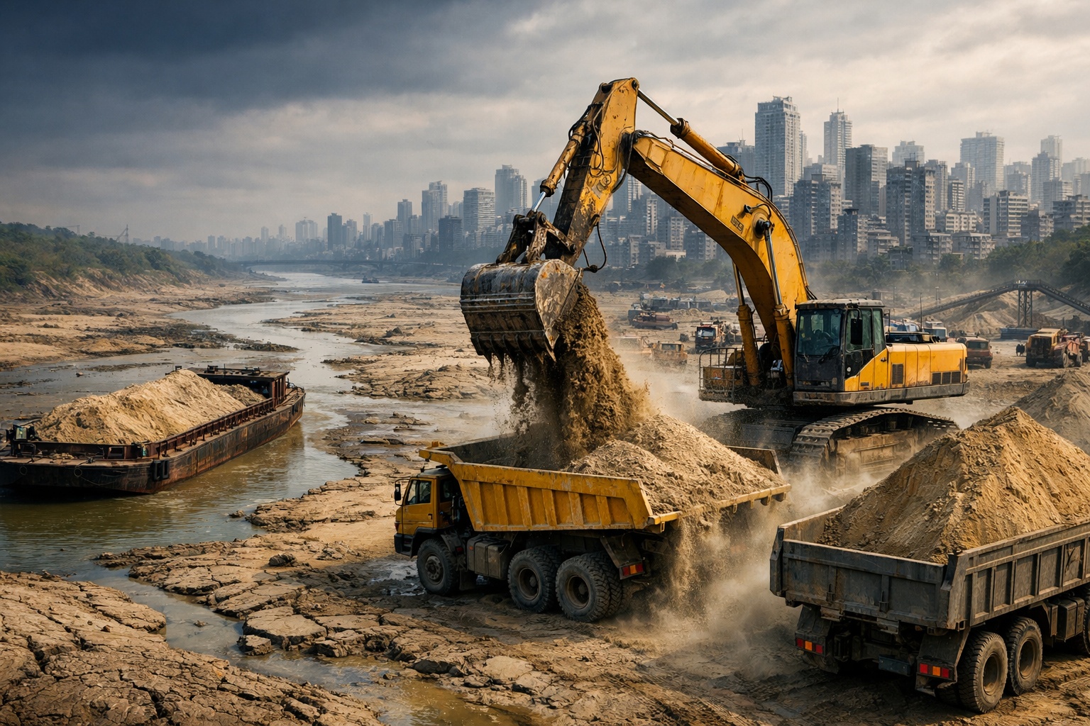 O mundo produz 26 bilhões de toneladas de concreto por ano e já consome mais areia do que todos os combustíveis fósseis extraídos no planeta: especialistas classificam como o material mais destrutivo da Terra, e os rios já não conseguem repor o volume retirado do fundo de seus leitos
