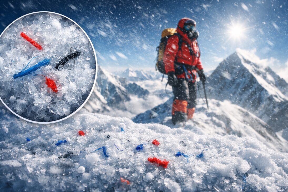 Microplásticos encontrados a 8.440 metros de altitude no topo do Monte Everest chocam cientistas: partículas de roupas sintéticas de alpinistas se acumulam na neve há décadas e agora contaminam geleiras que abastecem 2 bilhões de pessoas na Ásia