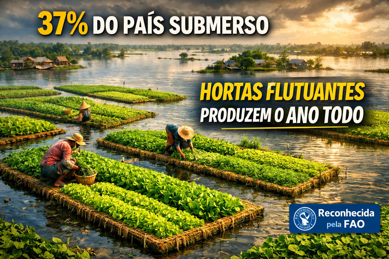 Técnica do agro de Bangladesh usa vegetação aquática decomposta para criar hortas flutuantes que produzem o ano inteiro mesmo com 37% do território submerso e foi reconhecida pela FAO