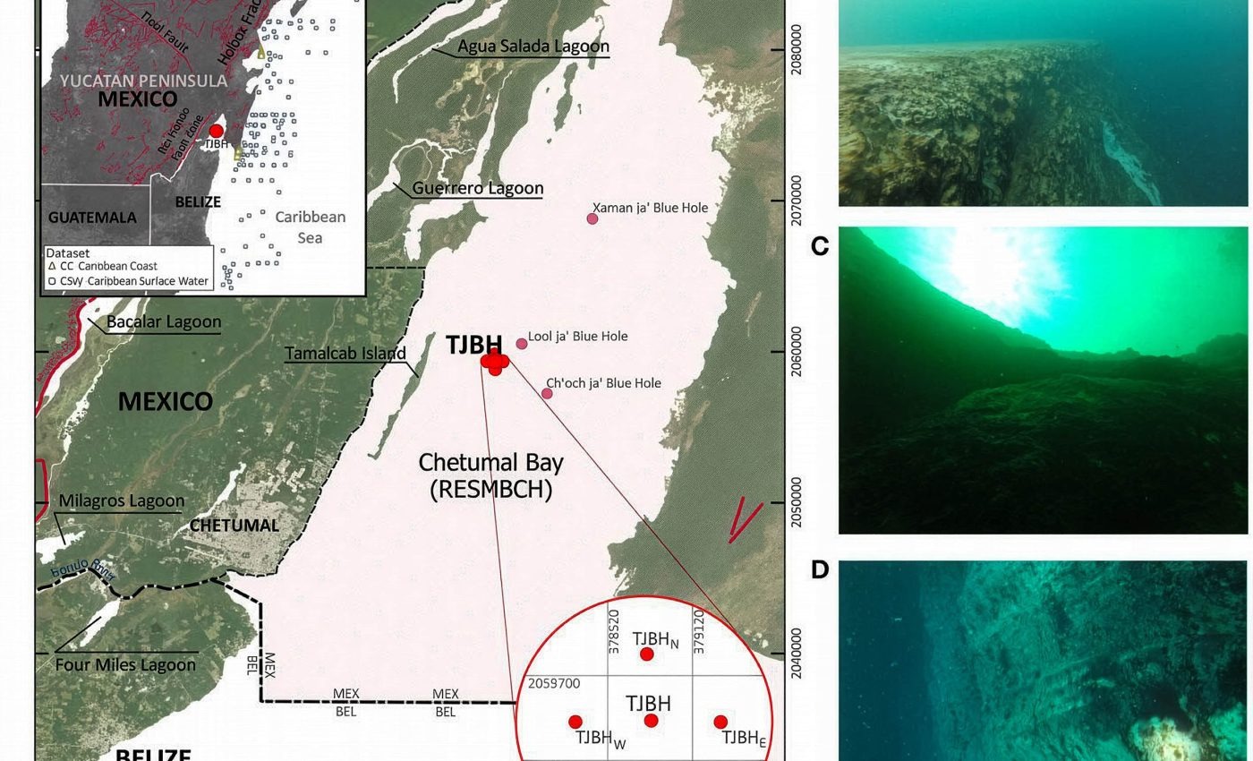 Medições indicam que o buraco azul Taam ja’ supera 424 metros e ainda não teve o fundo confirmado na Baía de Chetumal.
