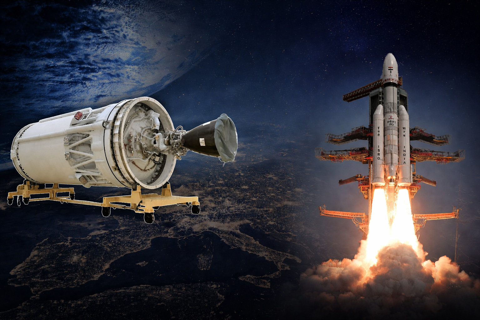 Índia opera o motor criogênico mais poderoso do mundo, desenvolvido do zero 22 anos após sanções americanas, com impulso de 200 kN e eficiência que nenhum outro país em desenvolvimento havia alcançado