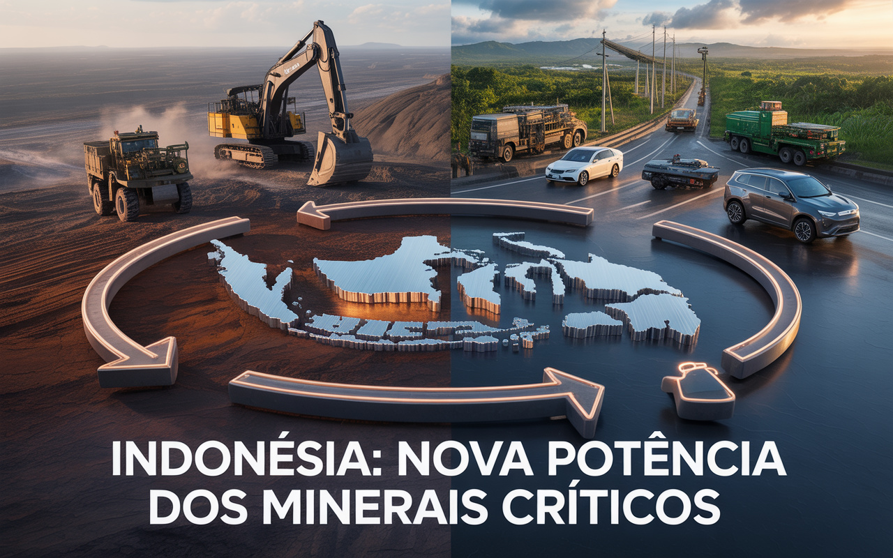 Após restringir exportações e atrair bilhões em investimentos estrangeiros, a Indonésia se transforma em território estratégico na disputa global por níquel, cobalto e baterias que sustentam a indústria automotiva elétrica, militar e energética do século XXI