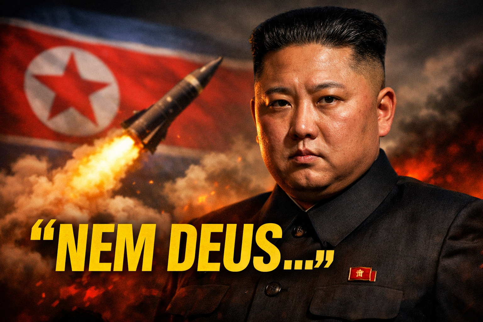 Kim Jong-un observa novo lançador múltiplo de foguetes com capacidade nuclear durante cerimônia militar na Coreia do Norte.