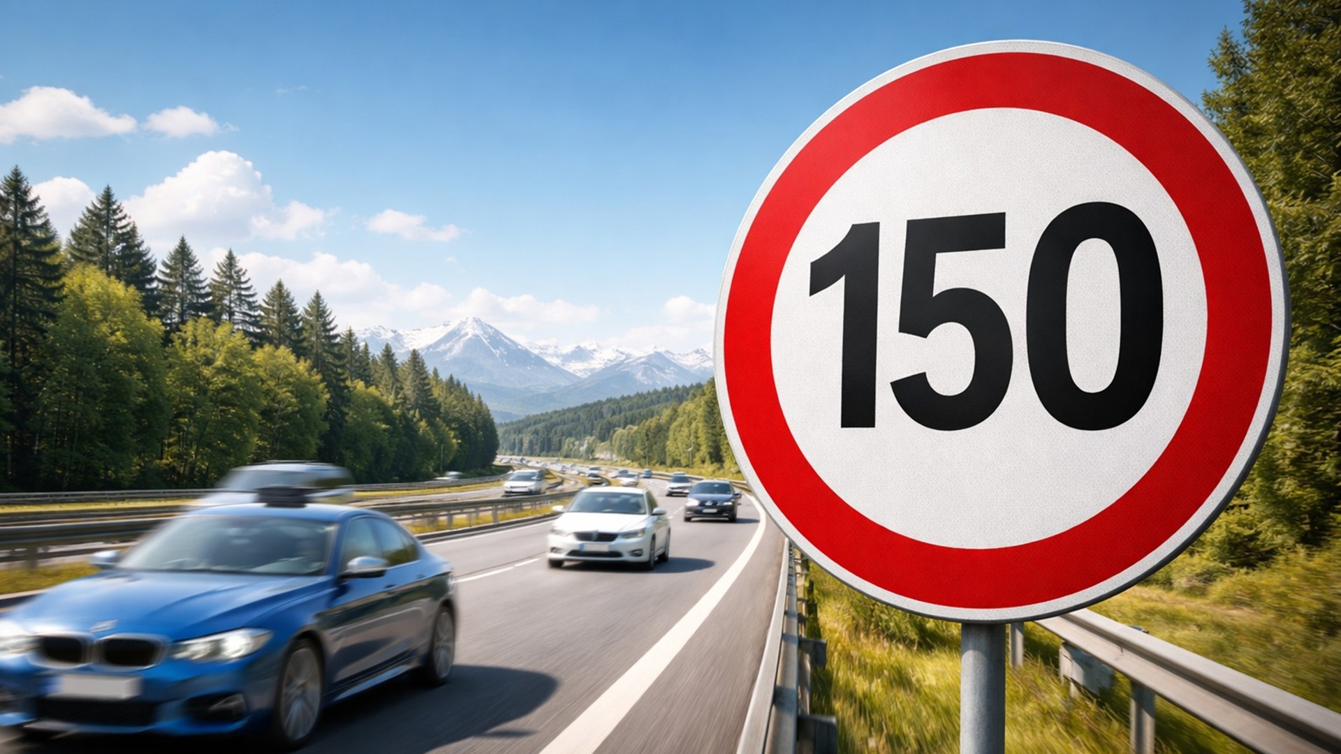 República Checa testa limite de velocidade de 150 km/h em 50 km da D3 sob condições específicas de clima e tráfego.