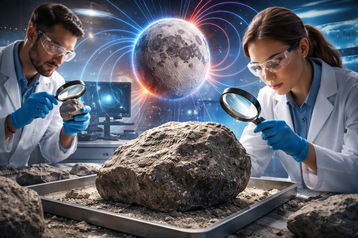 Estudo com rochas lunares das missões Apollo indica que o campo magnético da Lua foi fraco durante quase toda sua história.