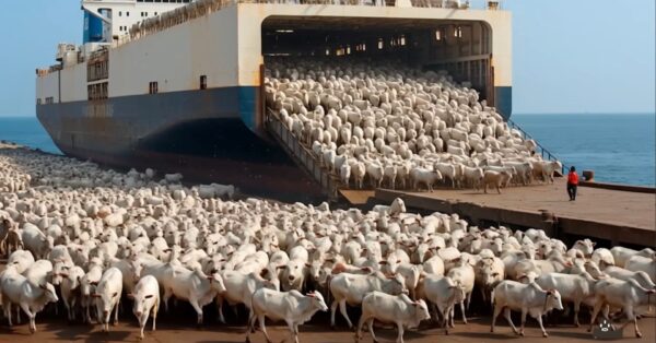 Navio transportando milhares de cabeças de gado