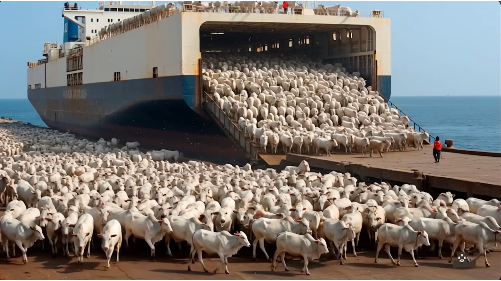 Navio transportando milhares de cabeças de gado