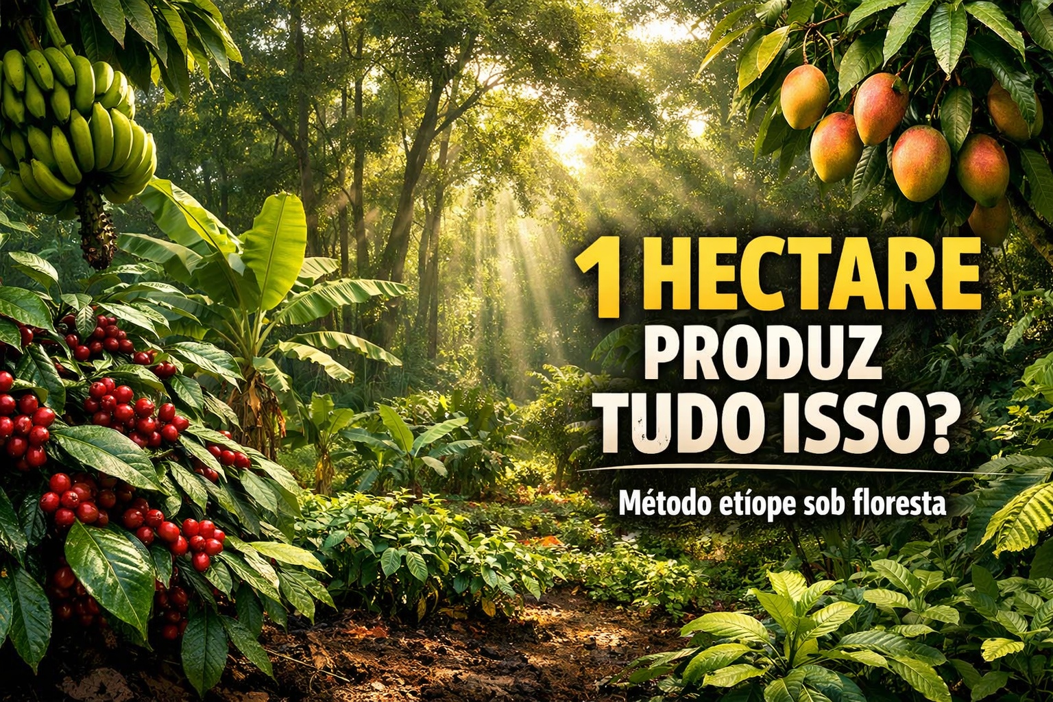 Método etíope de agricultura sob floresta permite que um hectare produza café, banana, manga e especiarias simultaneamente usando árvores nativas para regular temperatura e umidade sem insumos externos