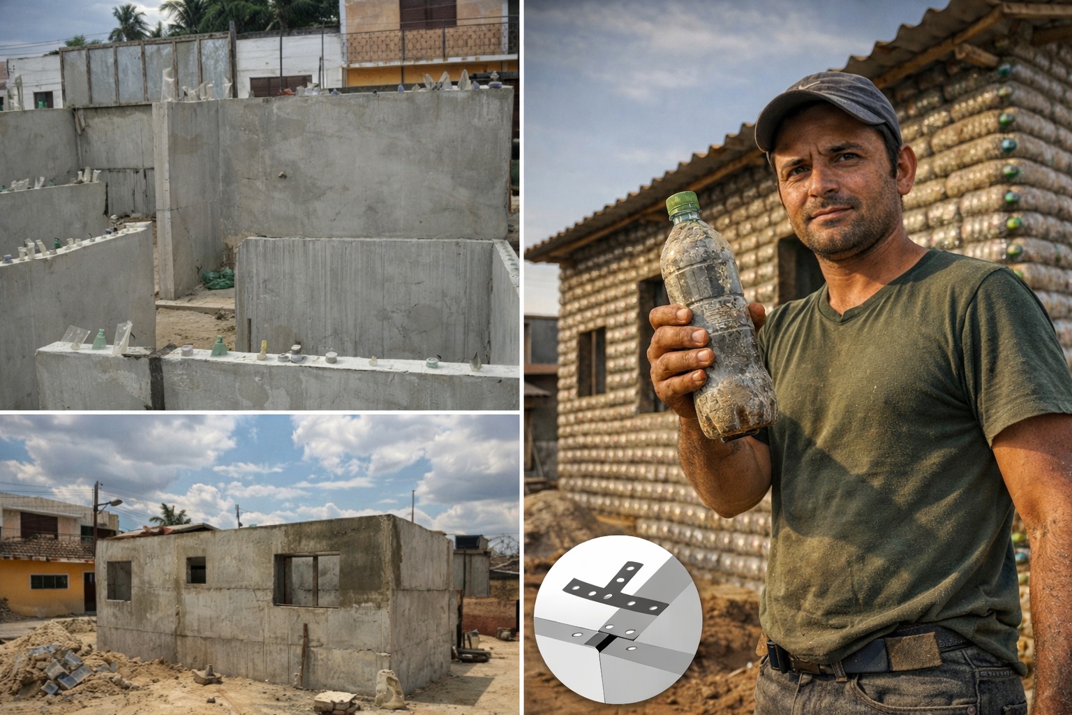 Um eletricista brasileiro sem formação acadêmica construiu uma casa com 2.700 garrafas PET preenchidas com areia e cimento, investindo apenas R$ 8 mil