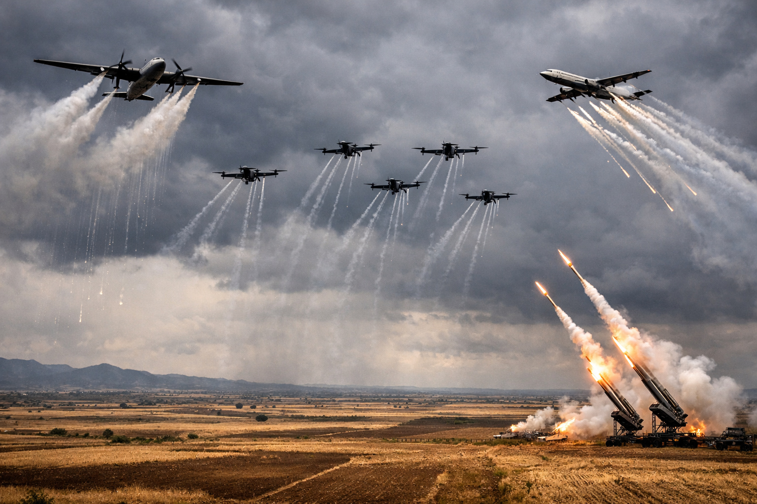 Aviões e drones realizando semeadura de nuvens na China para combater seca