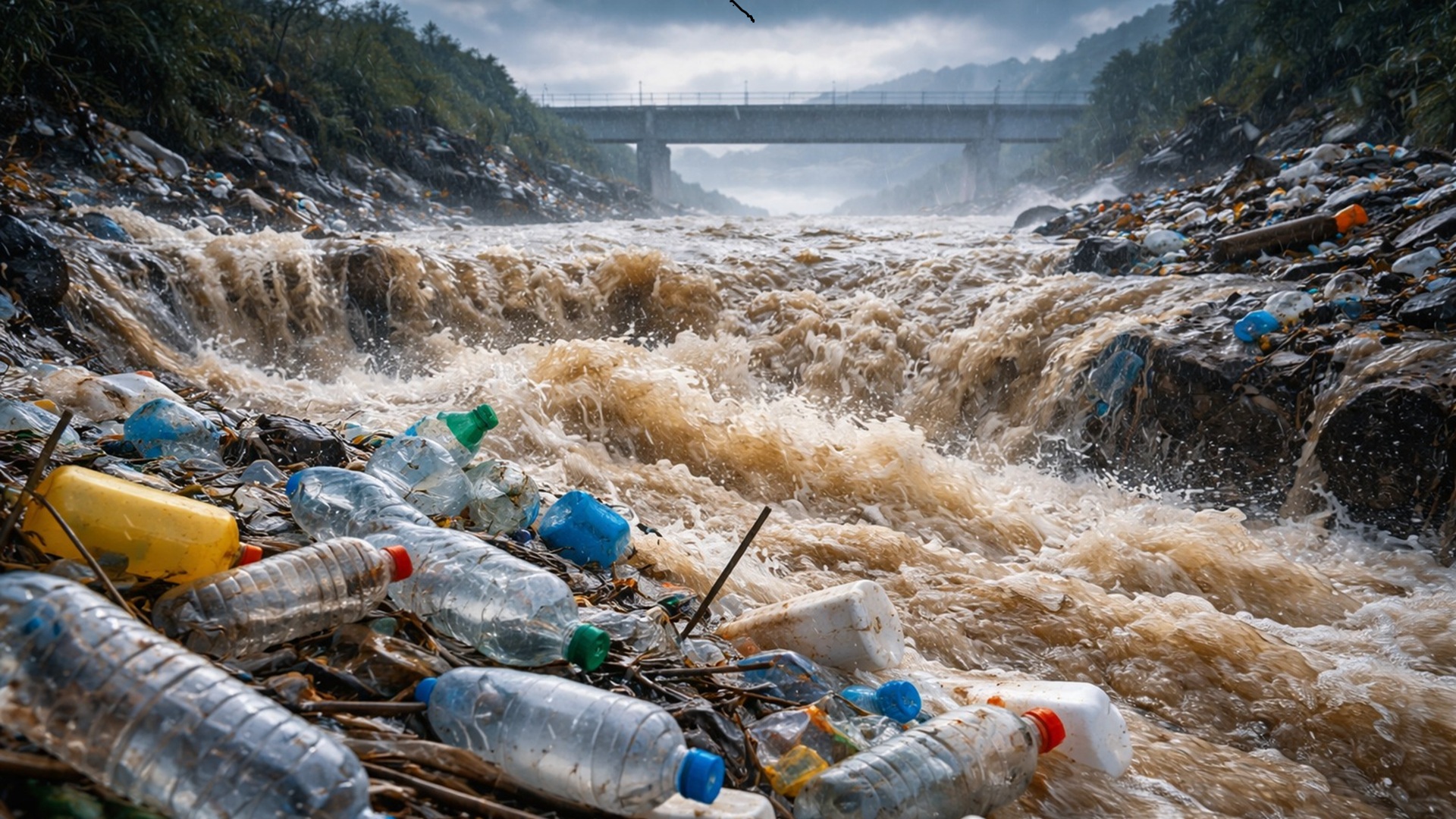 Estudo no Japão mostra que enchentes elevam em até 10.000 vezes o transporte de plástico e concentram 90% da carga anual em 43 dias.