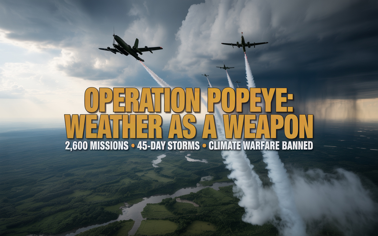 Com mais de 2.600 missões aéreas, substâncias químicas lançadas sobre nuvens e chuvas prolongadas por até 45 dias, a Operation Popeye transformou o clima do Sudeste Asiático em arma de guerra e levou à proibição internacional da guerra climática