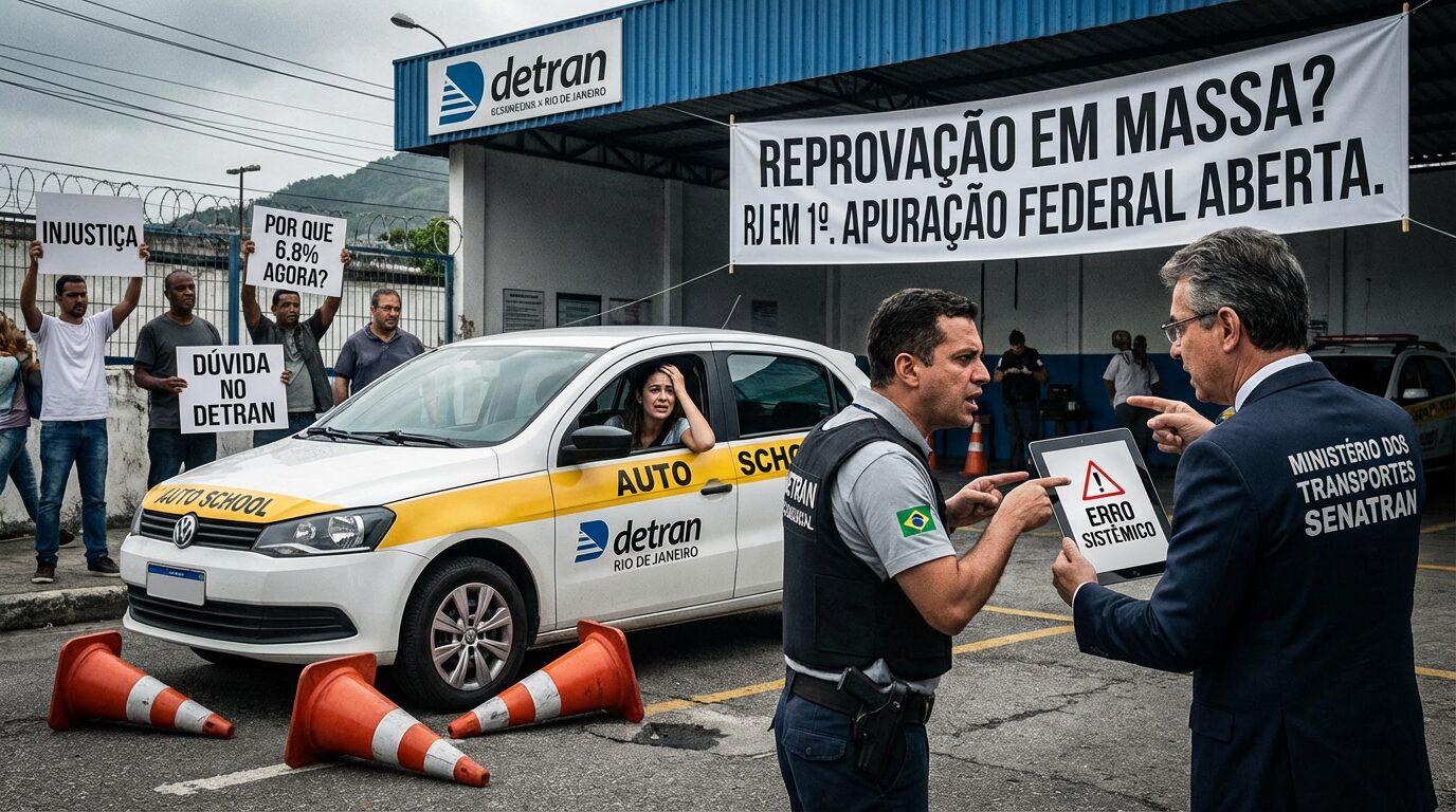 Reprovação na prova prática do Detran sobe de menos de 2% para até 6,80% em 2025, Rio de Janeiro lidera ranking e Ministério dos Transportes abre apuração