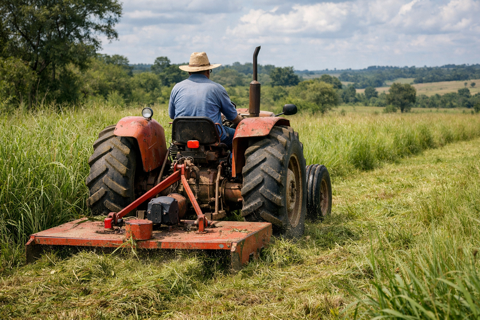 Área rural parcialmente roçada com efeito de monitoramento por satélite indicando possível infração ambiental.