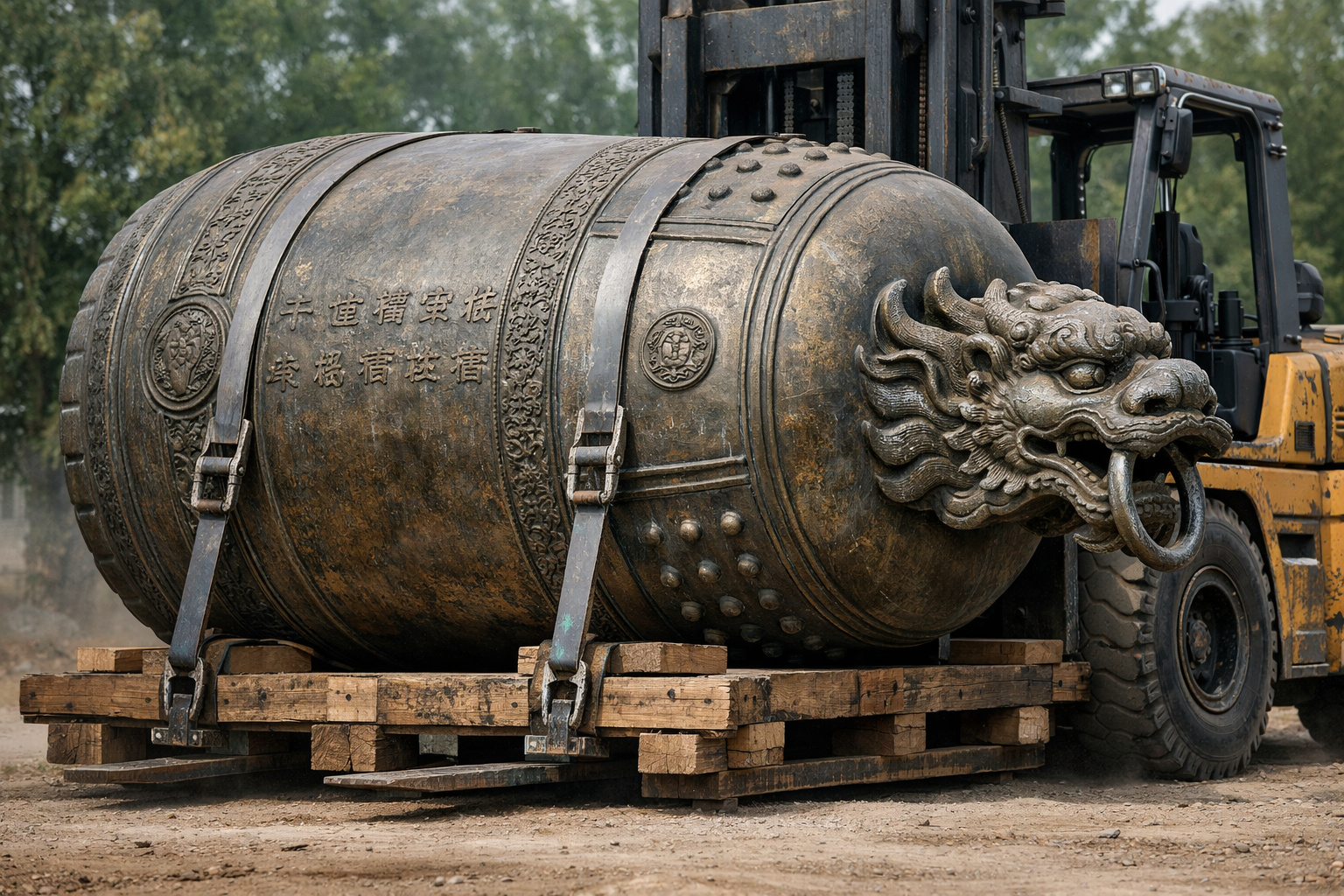 sino budista coreano de 5 toneladas sendo fundido em bronze com técnica artesanal milenar